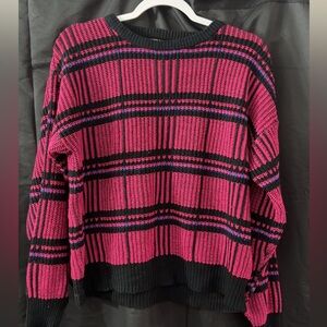 Evian Pink and Black Checkered Sweater vintage medium